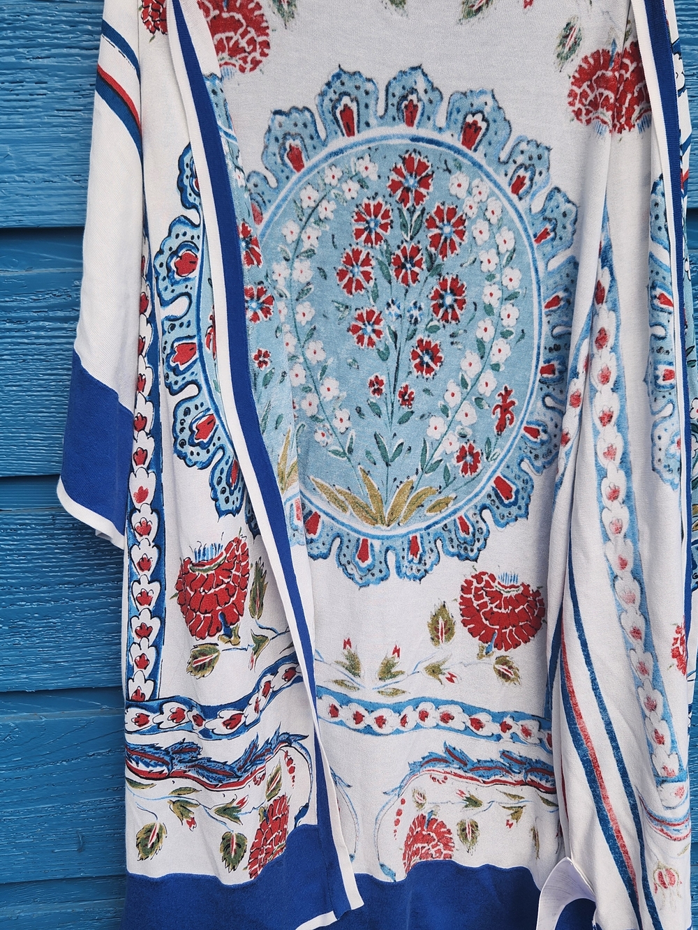 Escada White, Blue & Red Floral Open Cardigan - Picture 3 of 10